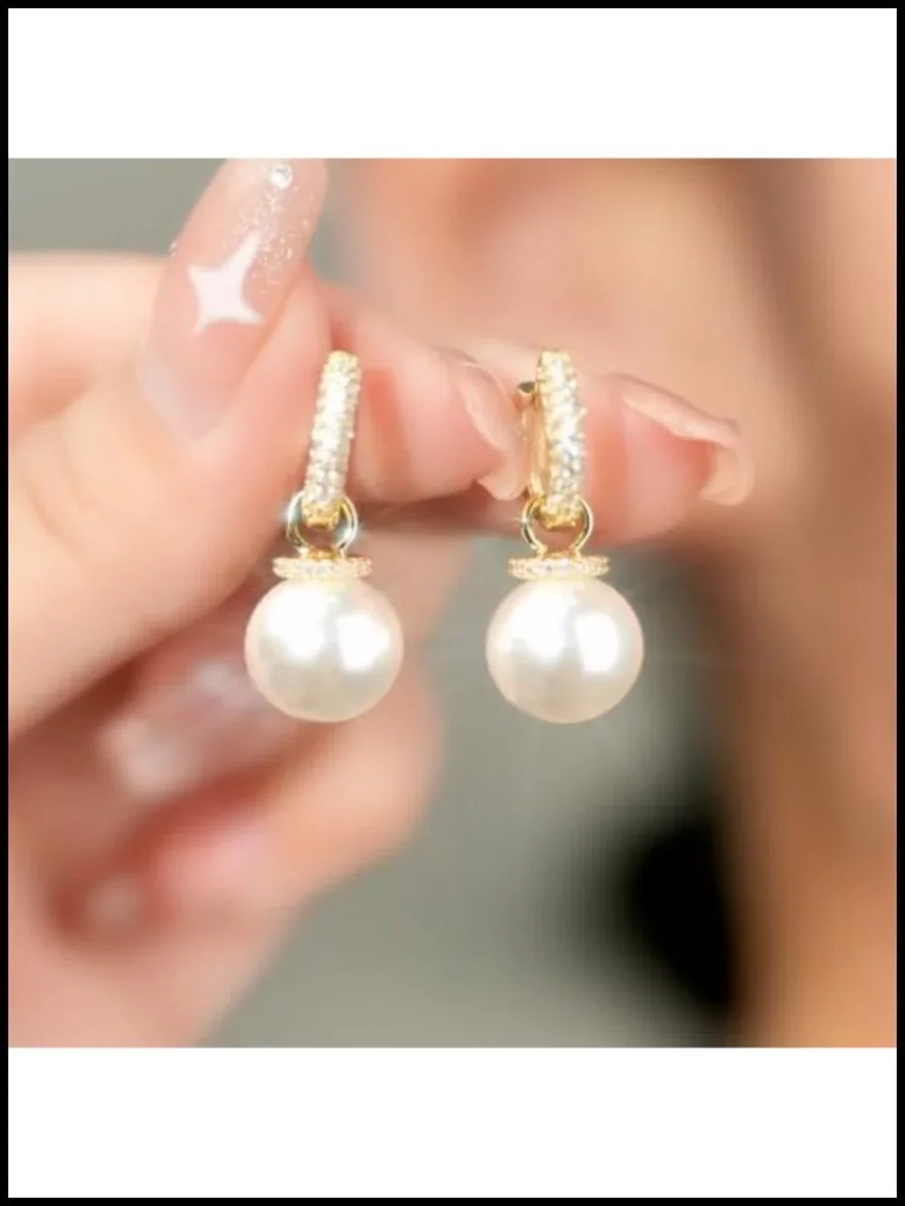 Pearl Drop Huggie Earrings Women 14K Gold Plated Dainty Cubic Zirconia Hoop
